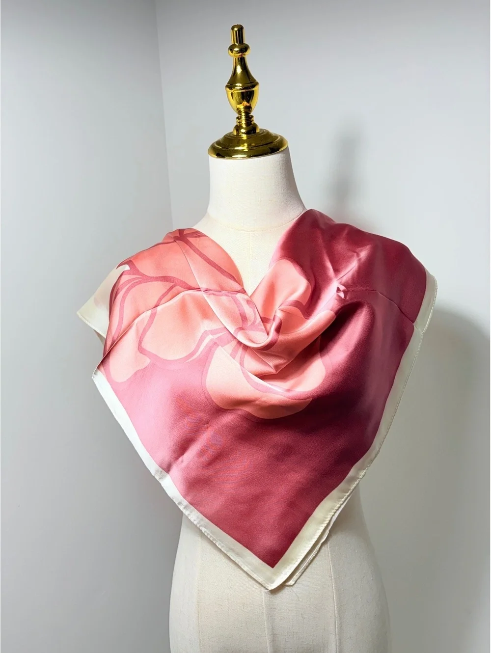 Elegant Pink and Coral Floral Scarf